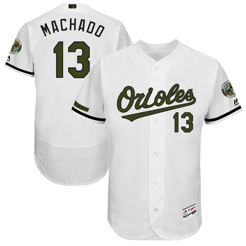 Orioles #13 Manny Machado White Flexbase Authentic Collection Memorial Day Stitched MLB Jersey